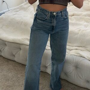 Zara Blue Flare Wide Leg Jeans